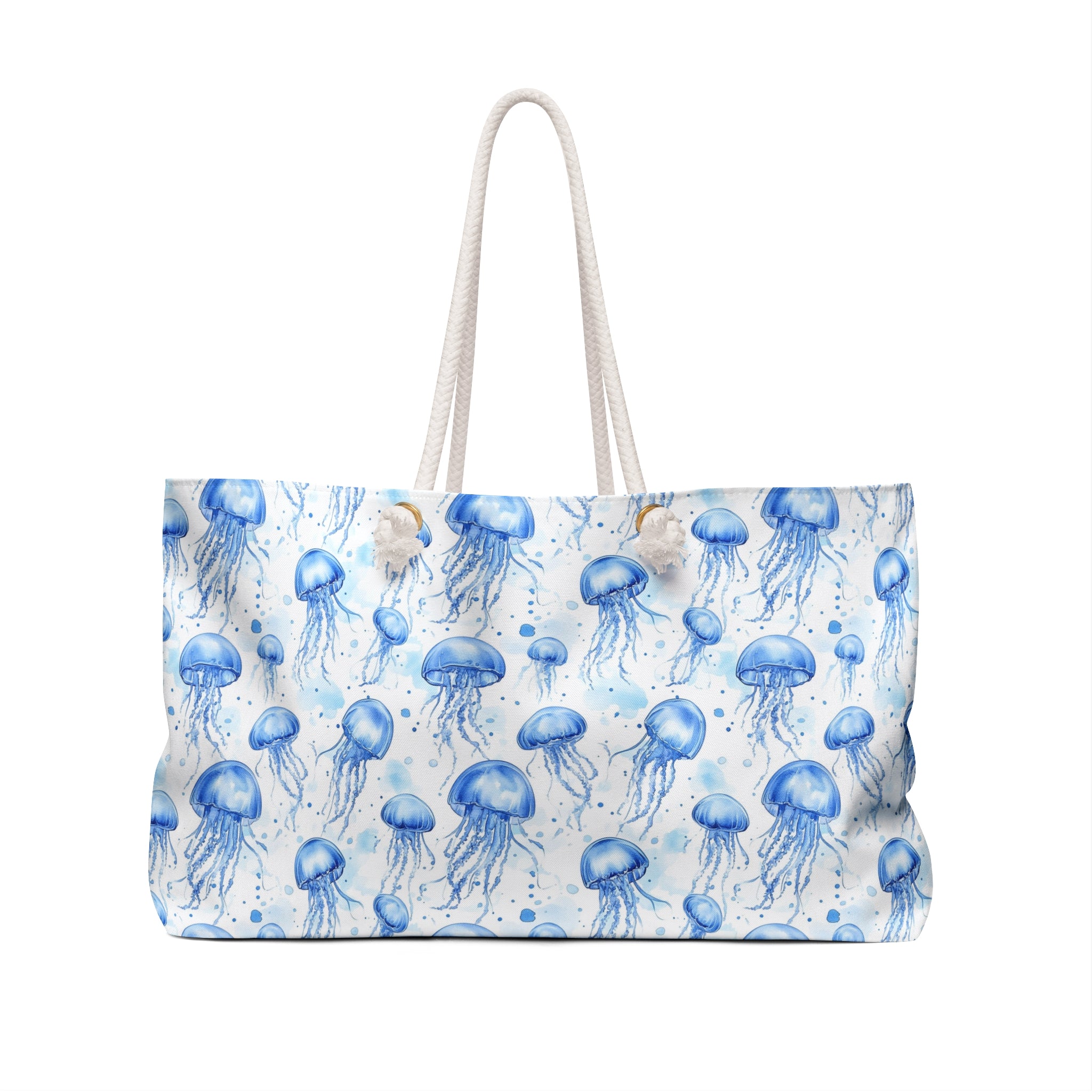 Blue Jellyfish Weekender Tote Bag, Beach Bag, Beach Tote, Large tote bag, Vacation Bag, Bridesmaid Gift