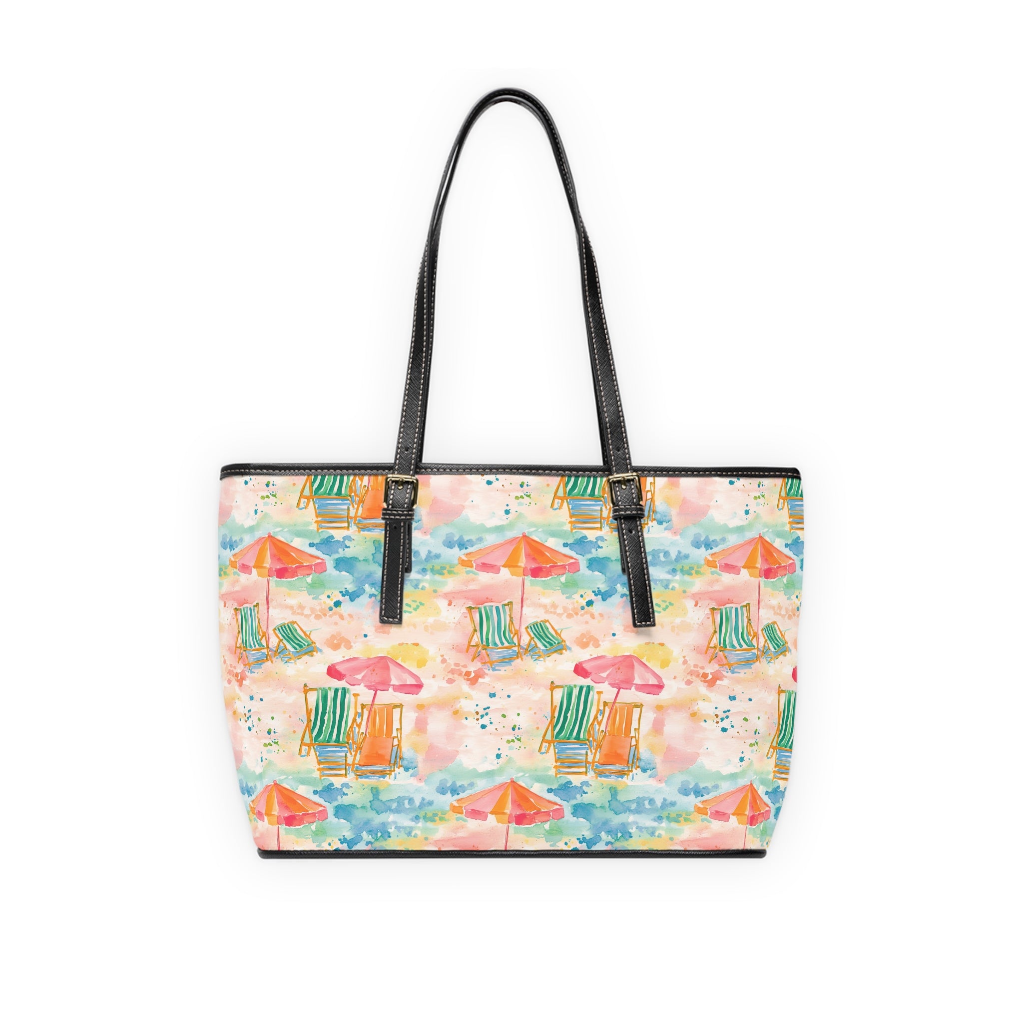 Beach Vibes- PU Leather Shoulder Bag, Summer Tote, Vacation Handbag, Stylish Beach Tote, Colorful Summer Accessory