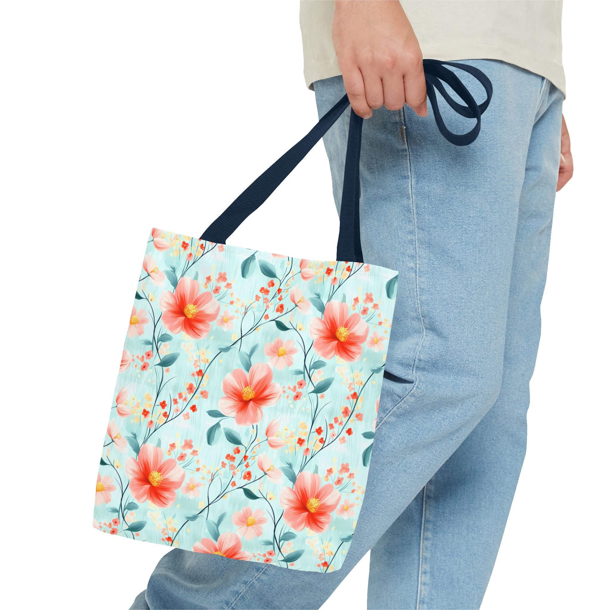 Teal Daisy - Floral Tote Bag, Boho Chic Carryall, Beach Bag, Gifts for Her, Spring Fashion Accessory, Eco-Friendly Shopping Bag