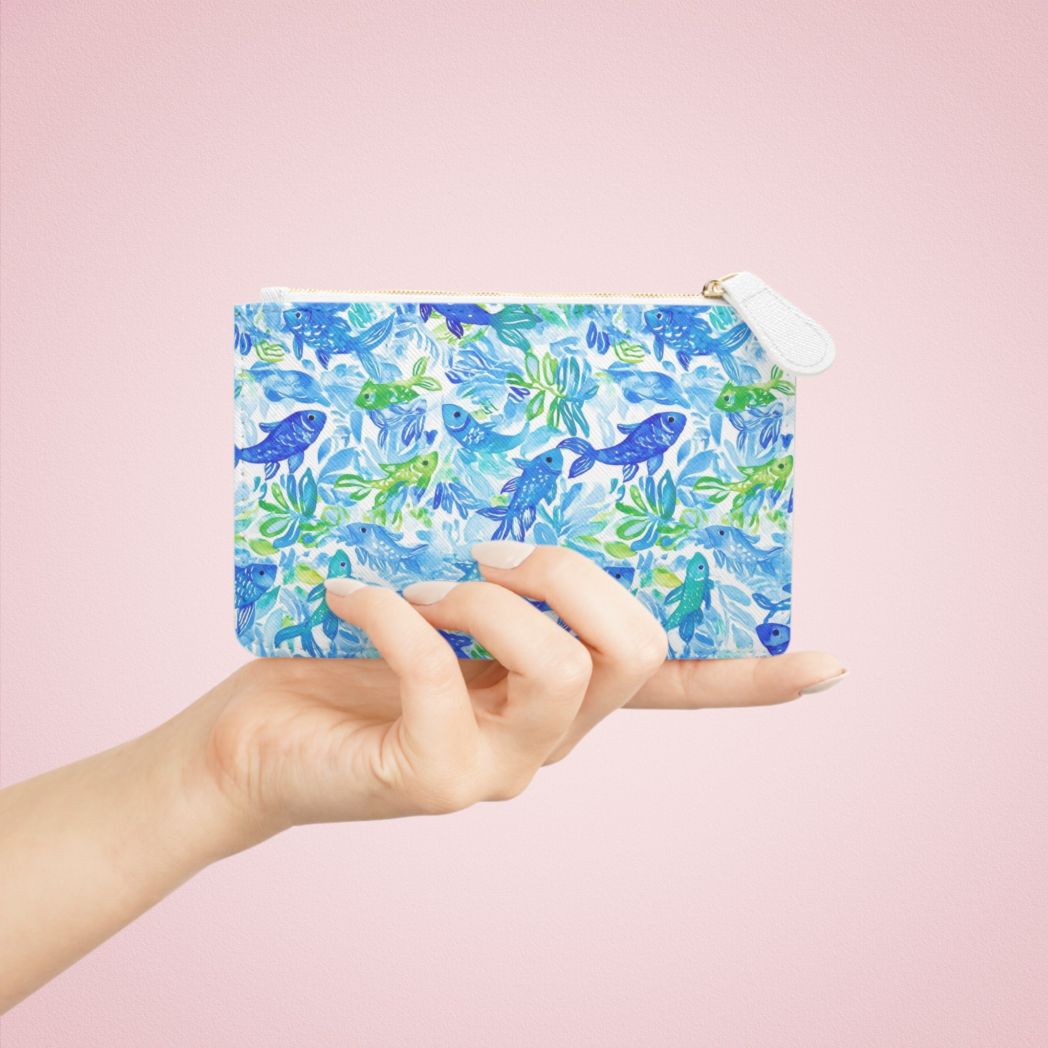 Vibrant Fish Mini Vegan Leather Clutch Bag, Nautical Clutch, Ocean Themed Bag, Gift for her