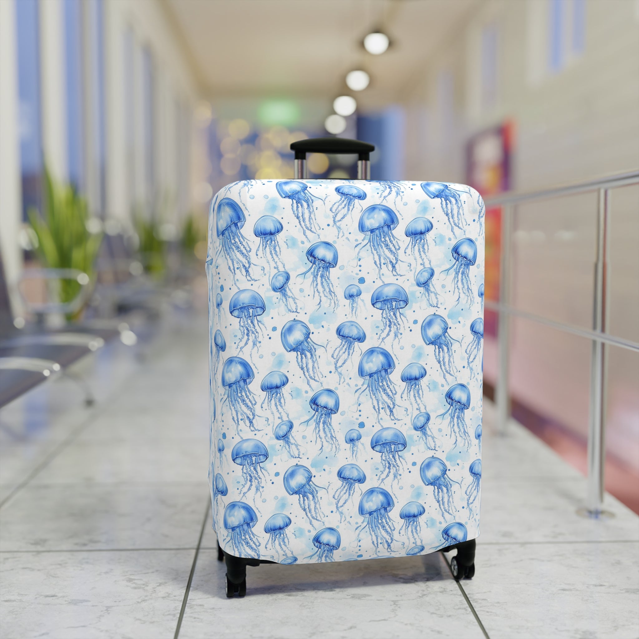 Blue Jellyfish - Vibrant Jellyfish Luggage Cover with Ocean Vibes, Travel Accessory for Beach Lovers, Vacation Essentials, Unique Gift Idea