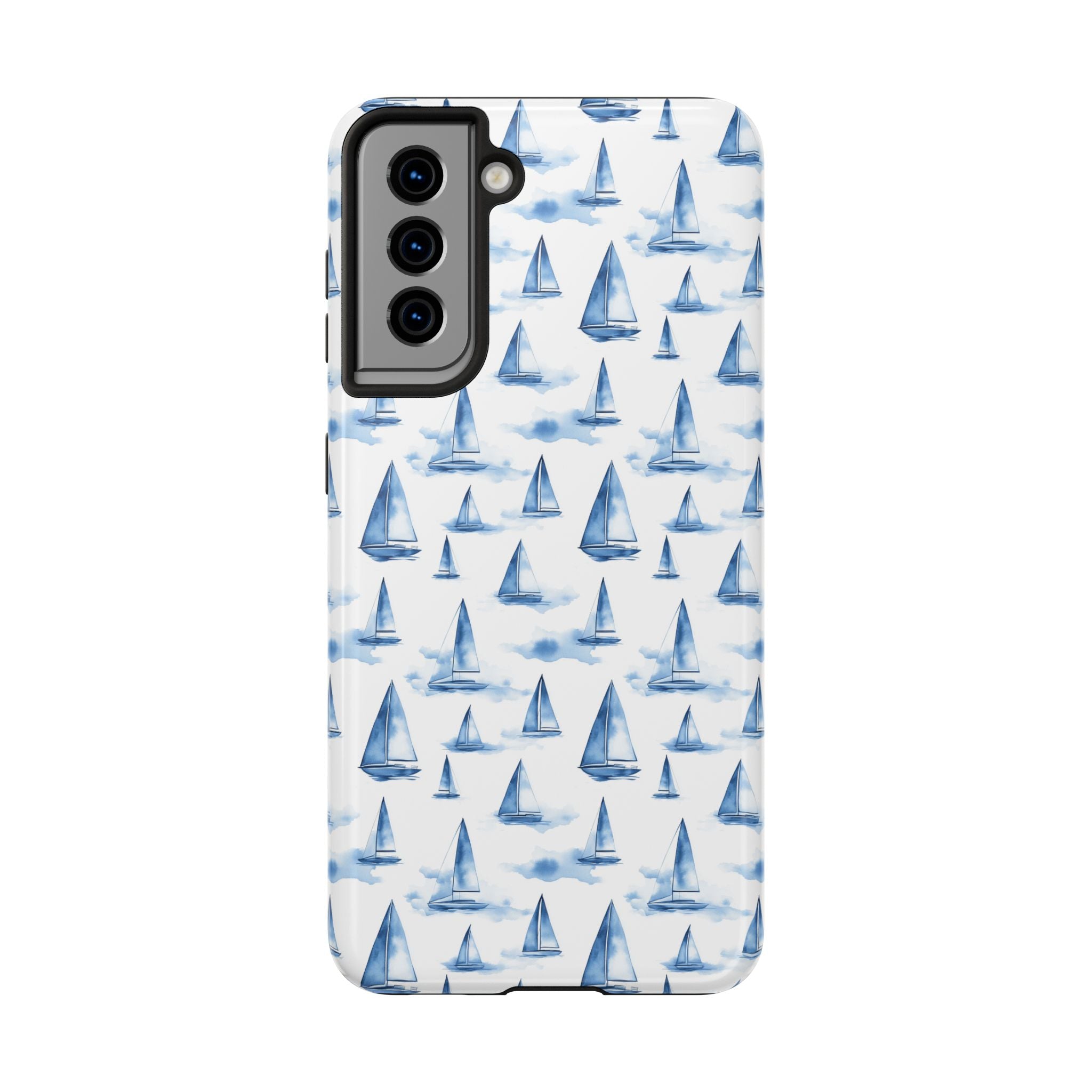 Blue Sailboat Phone Case - Nautical Tough Cover, Summer Gift, Ocean Lover Accessory, Unique Phone Protection, Beach Vibes