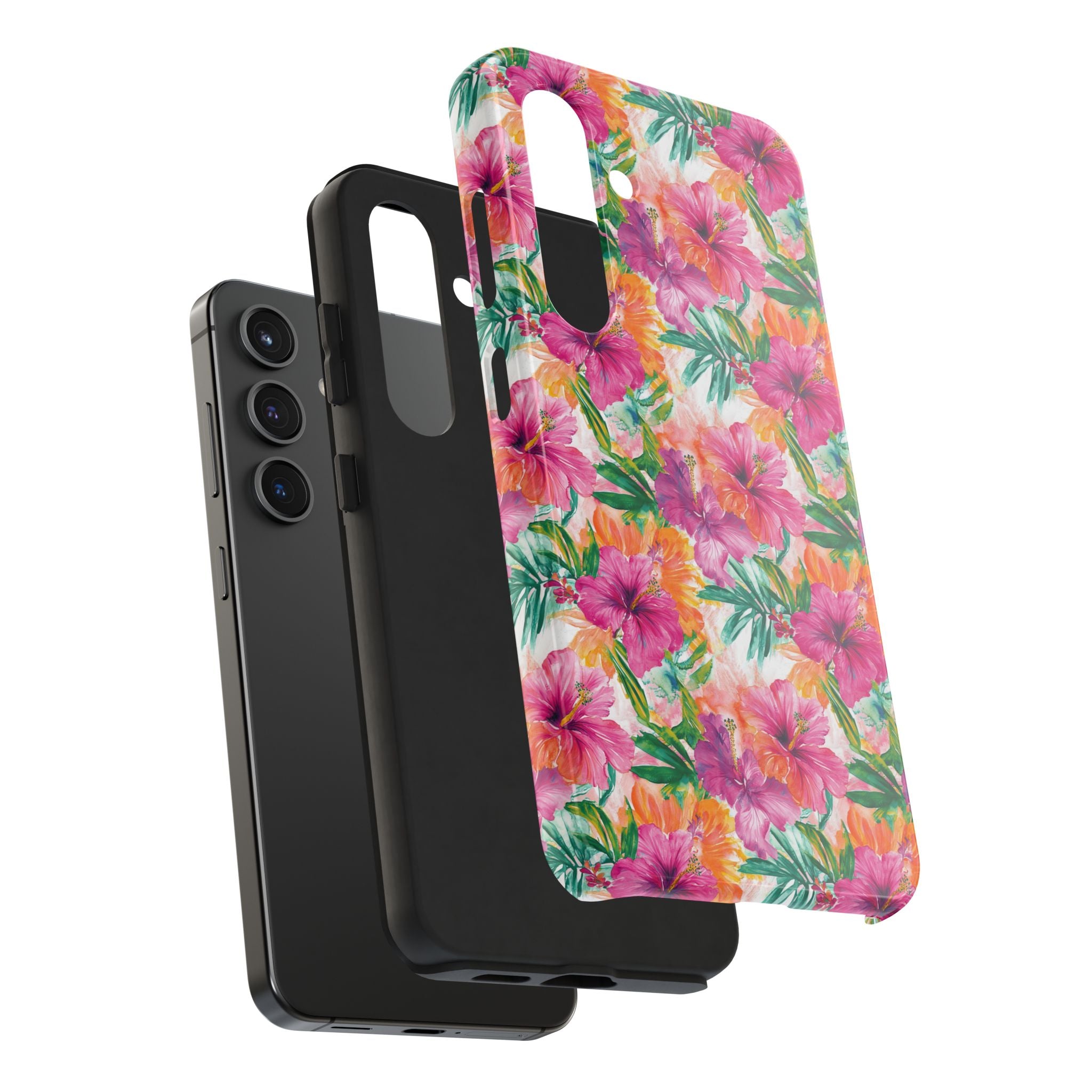 Pink Tropical Floral Phone Case, Tough Waterproof Cover, Summer Vibe Gift, Durable Tech Accessory, Floral Pattern for iPhone, Chic, Stylish