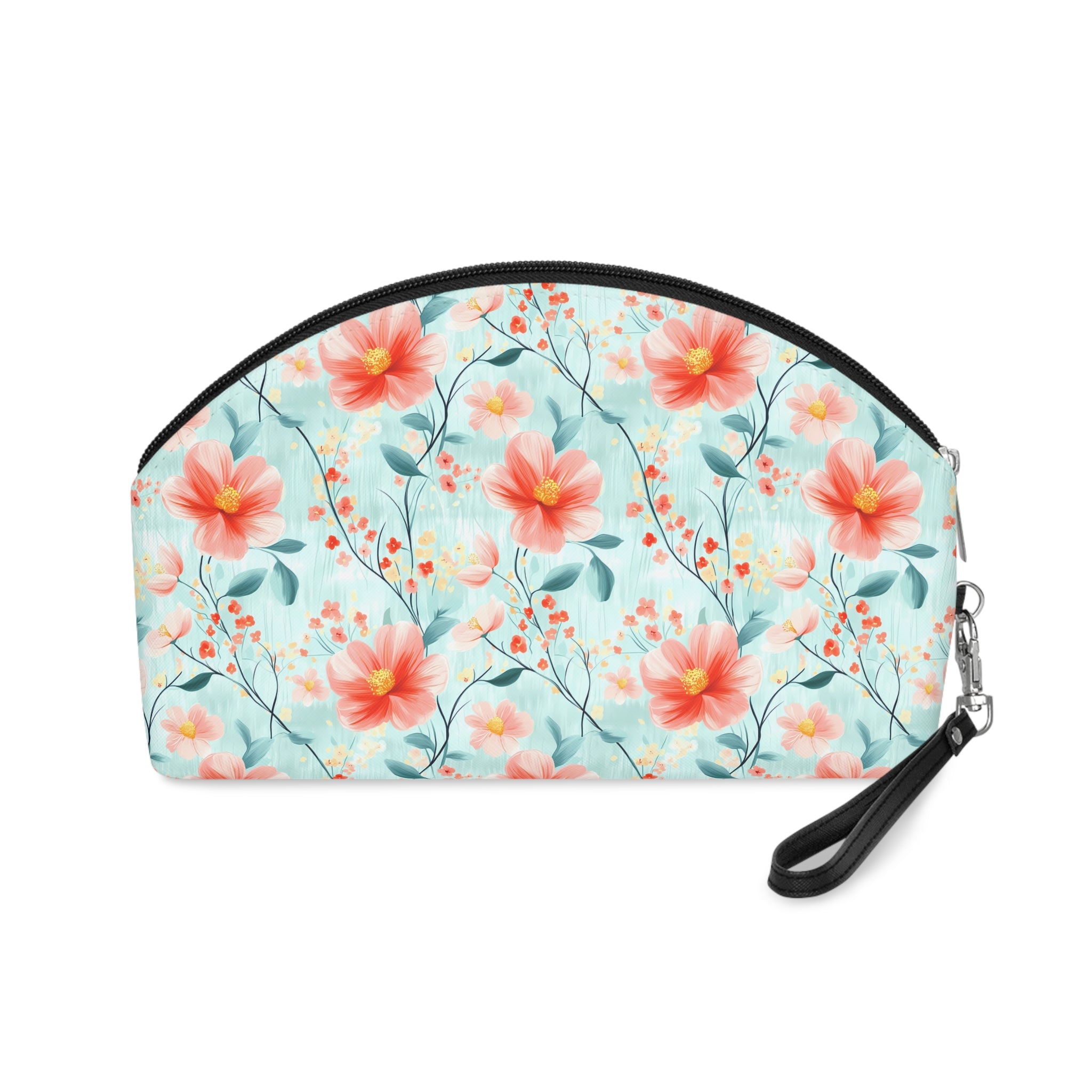Teal Daisy Makeup Bag, PU Faux Leather Makeup Bag, Travel Makeup kit, Vacation Makeup bag, Bridesmaid Gift, Makeup Organizer