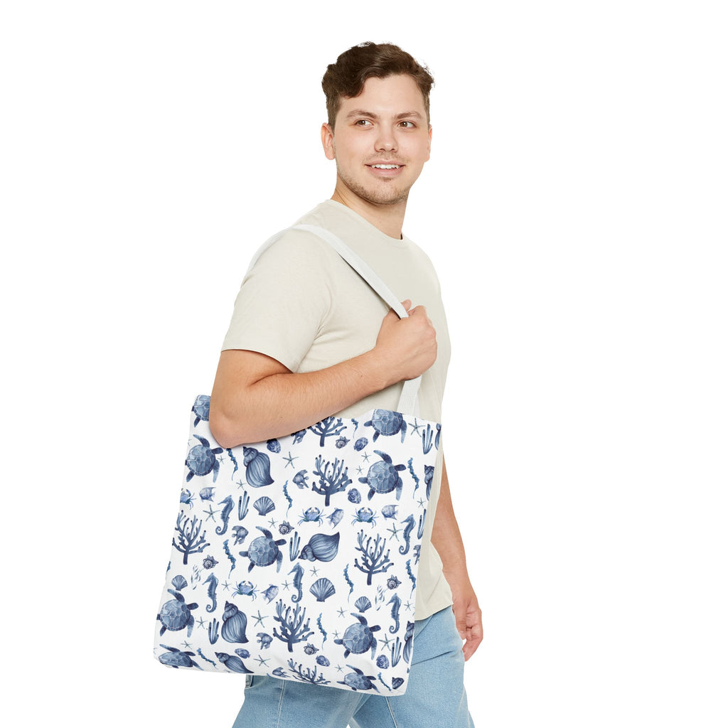 Deep Blue Sea - Coastal fish Dreams Tote Bag, Ocean-Inspired Beach Bag, Nautical Gift for Her, Summer Essentials, Travel Tote, Marine Animal Design