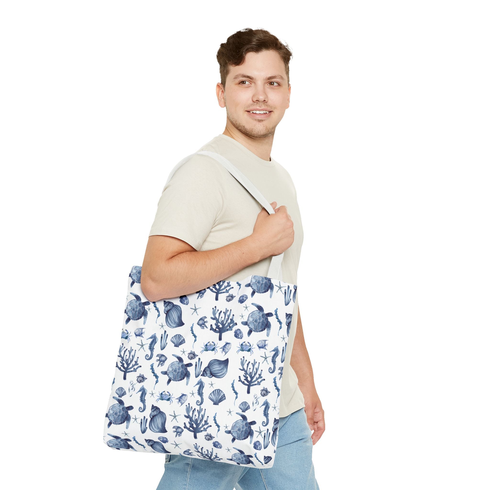 Deep Blue Sea - Coastal fish Dreams Tote Bag, Ocean-Inspired Beach Bag, Nautical Gift for Her, Summer Essentials, Travel Tote, Marine Animal Design