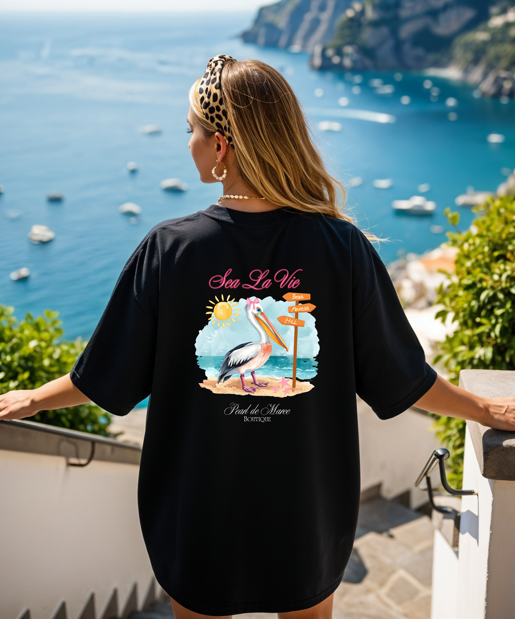 Sea La Vie Pelican T-Shirt, Summer Shirt, Gift For Women, Beach Shirt, Summer Women Shirt